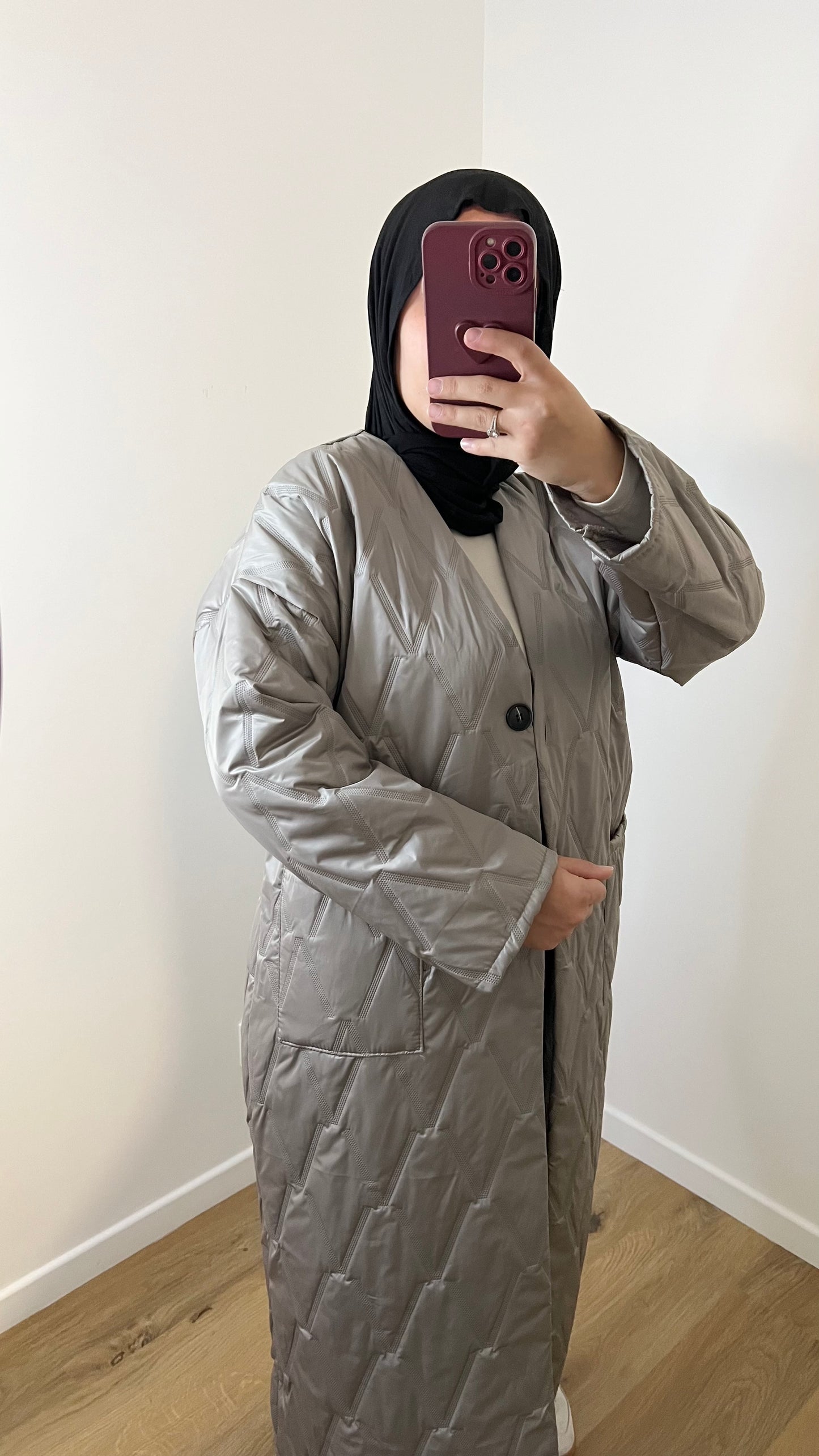 Veste matelassé longue | Gris