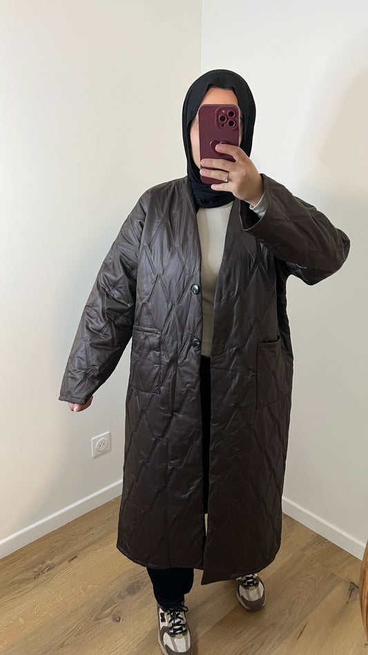 Veste matelassé longue | Marron