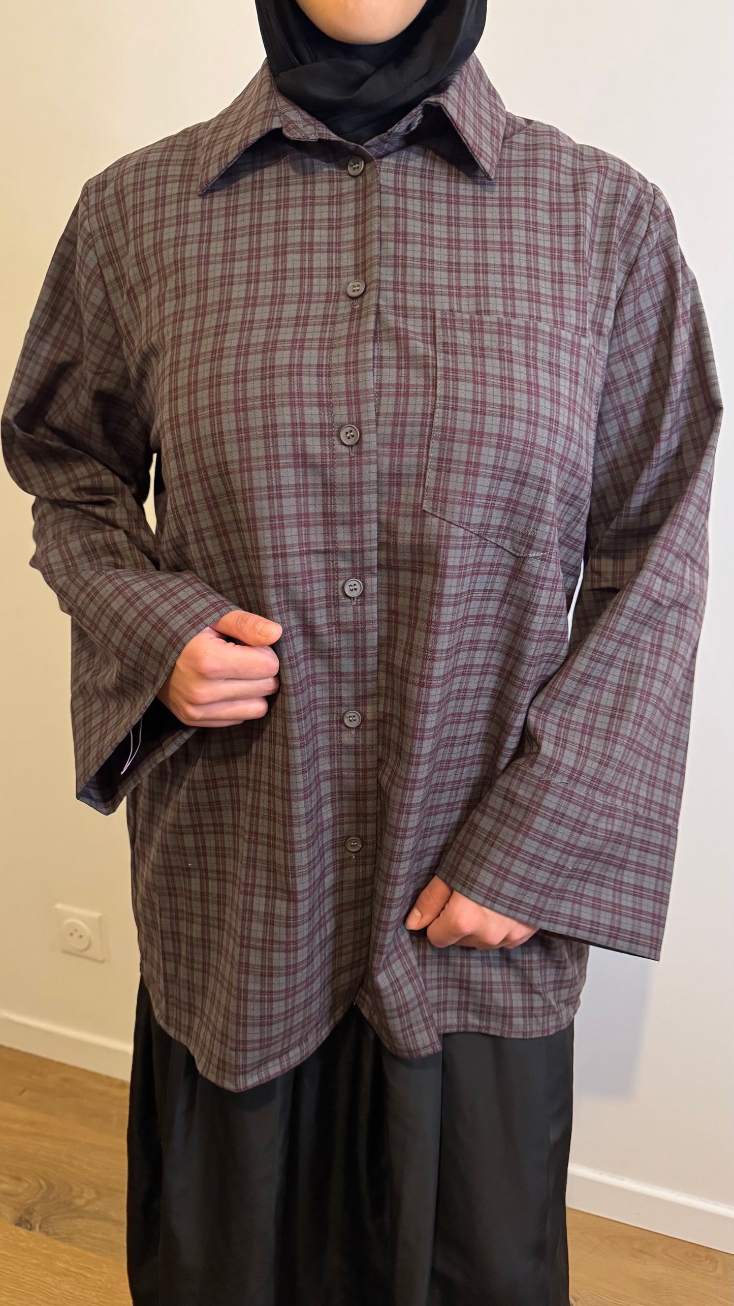Chemise à carreaux | Bordeaux & Gris