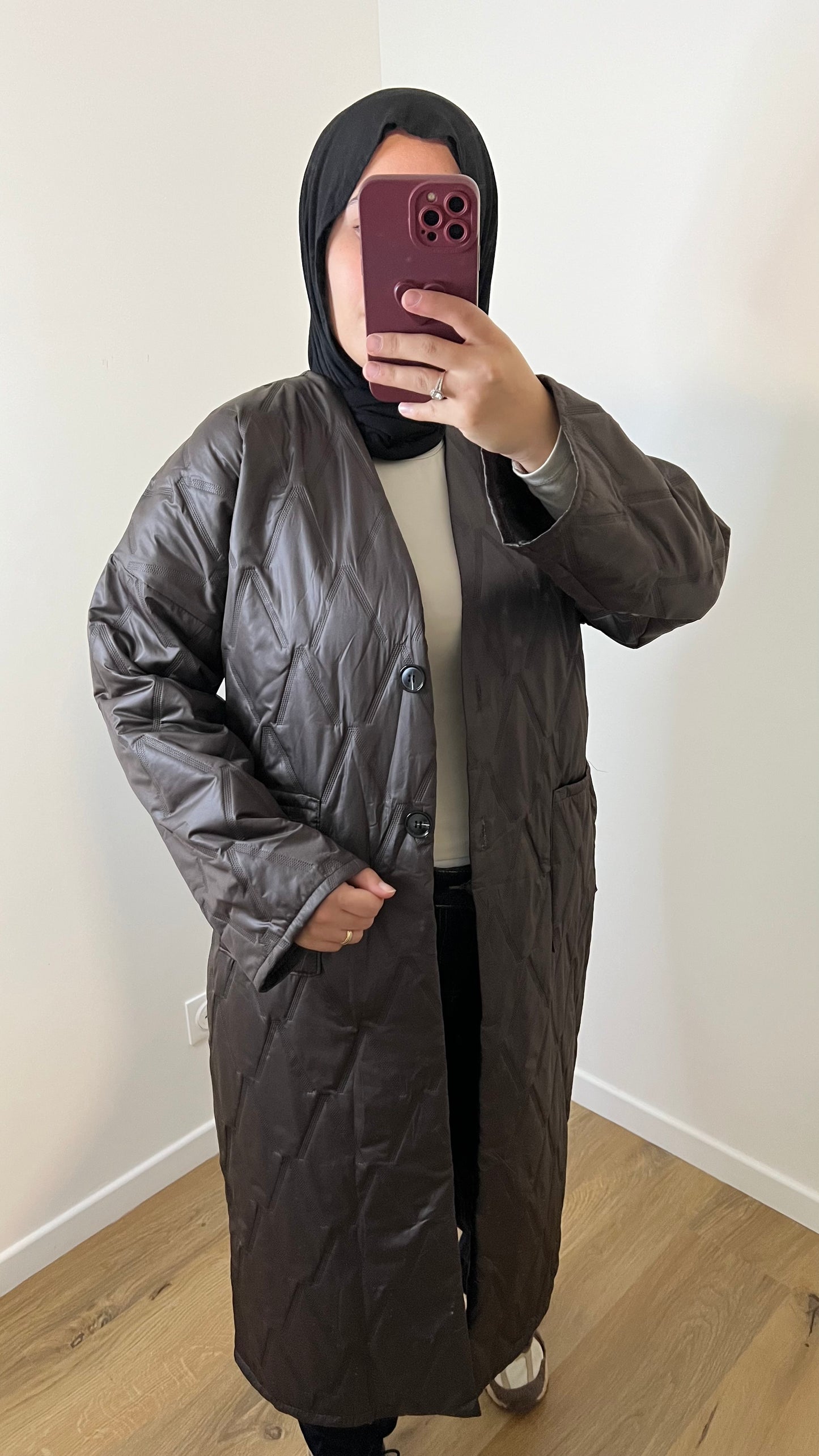 Veste matelassé longue | Marron